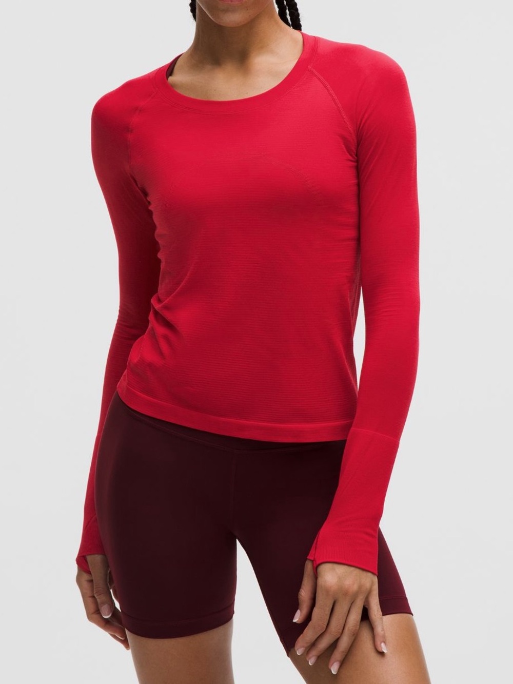 lululemon athletica Red Long Sleeve Crewneck Top